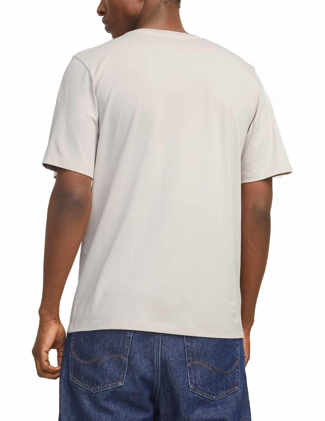 Camiseta Jack&Jones Logo beige manga corta para hombre