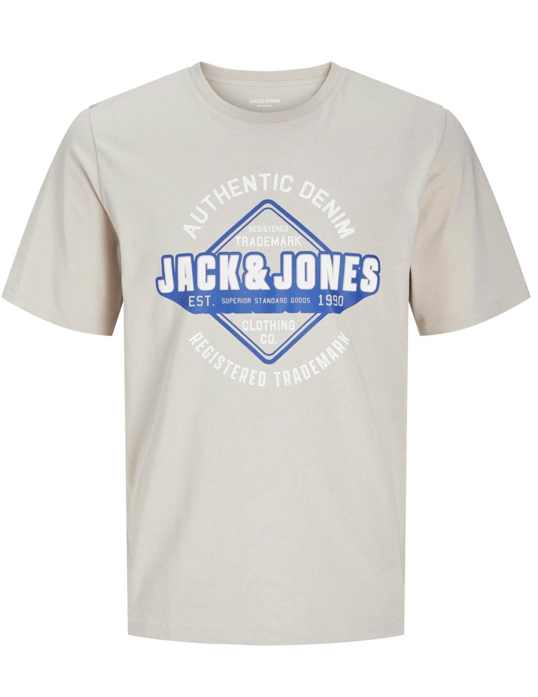 Camiseta Jack&Jones Logo beige manga corta para hombre