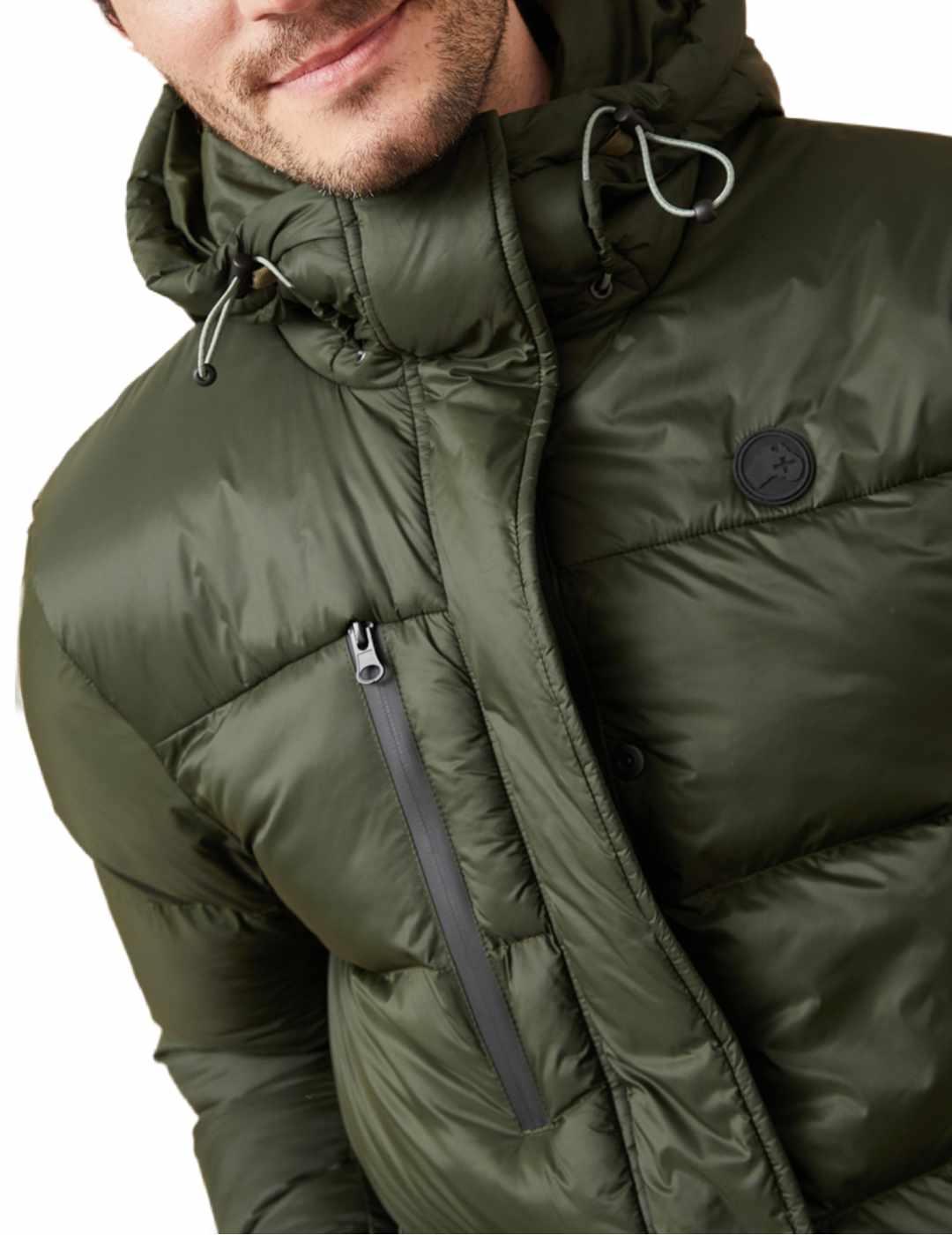 Chaqueta Altonadock acolchada verde con capucha para hombre