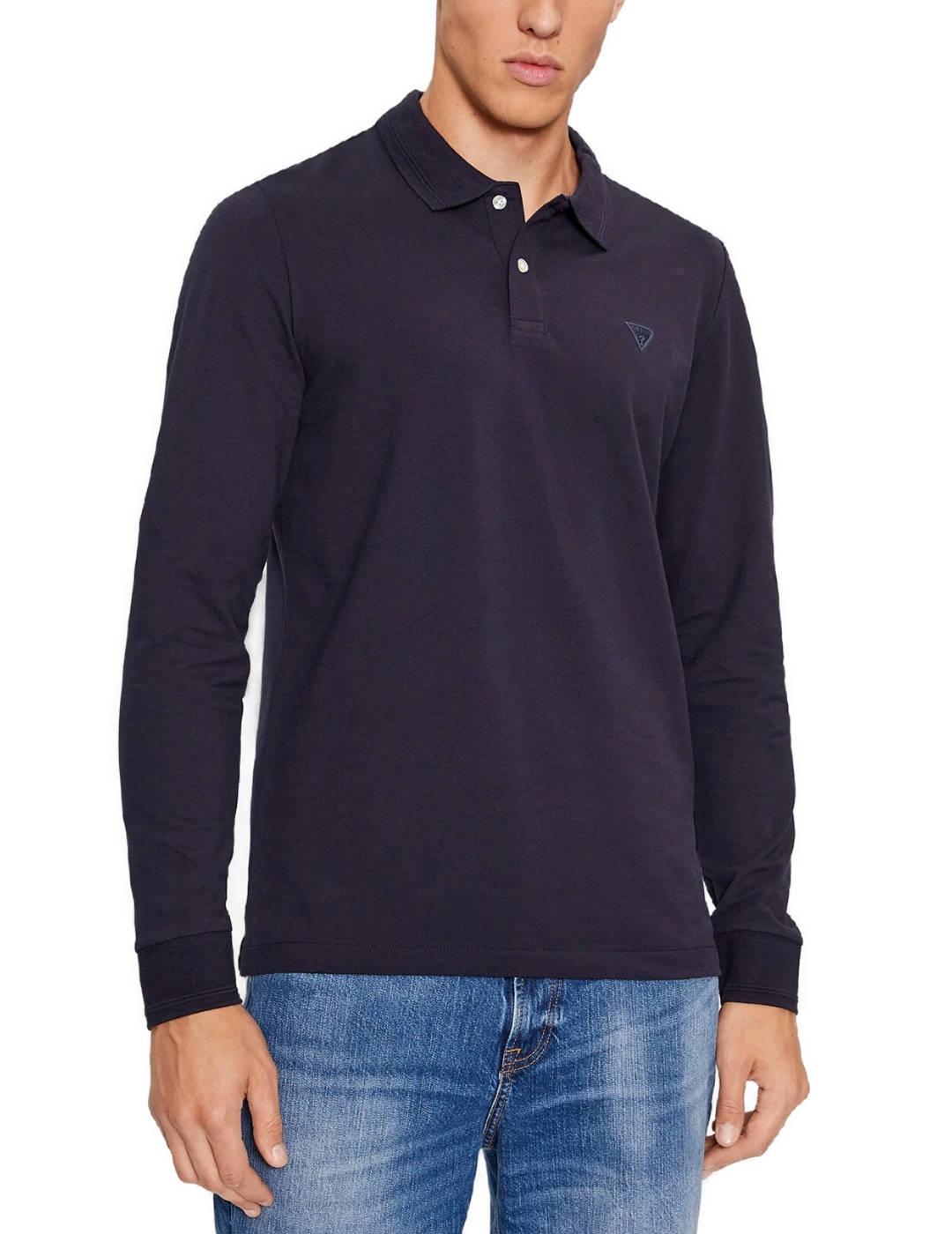 Polo Guess Stu marino manga larga para hombre