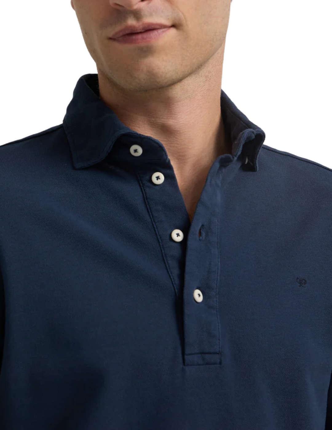 Polo Silbon clasico manga larga azul marino para hombre