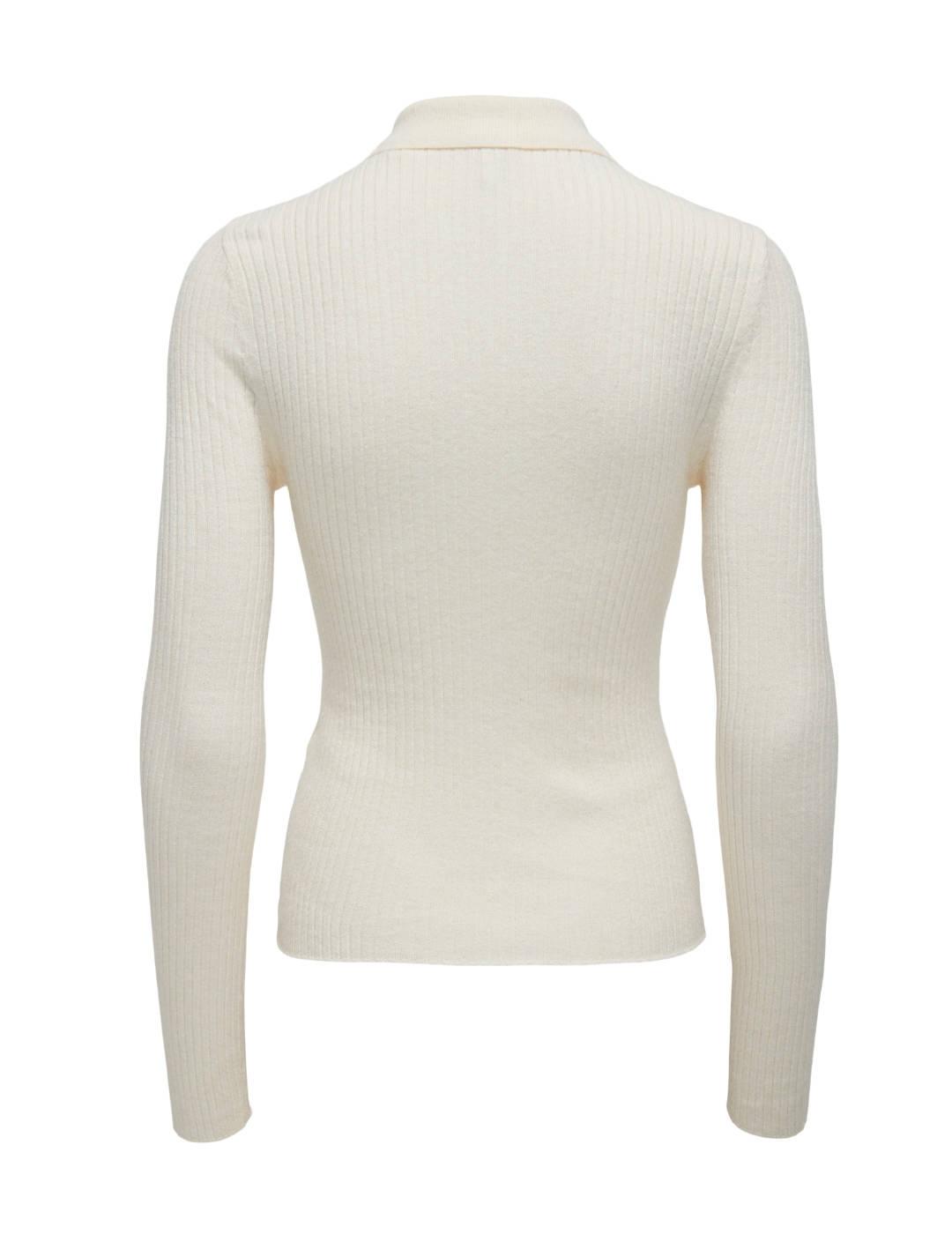 Jersey Only Libi beige cremallera de canalé para mujer