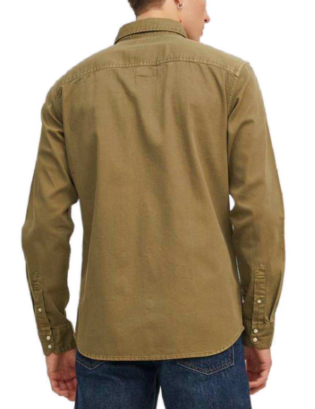 Camisa Jack&Jones Sheridan verde militar comfort para hombre