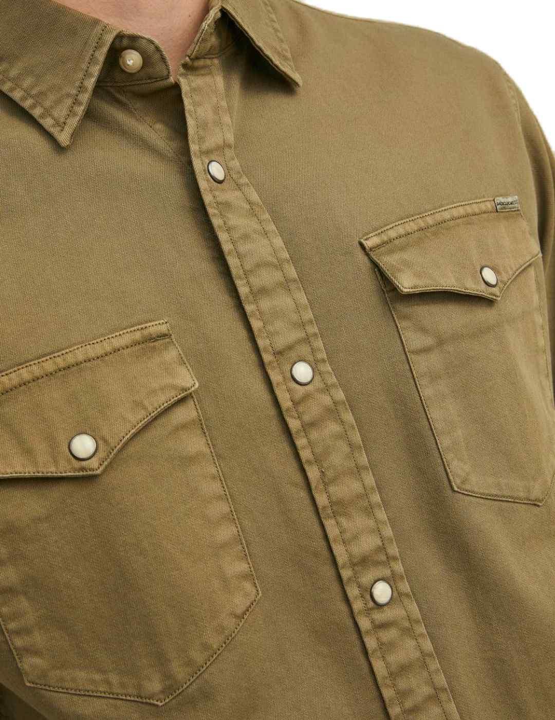 Camisa Jack&Jones Sheridan verde militar comfort para hombre