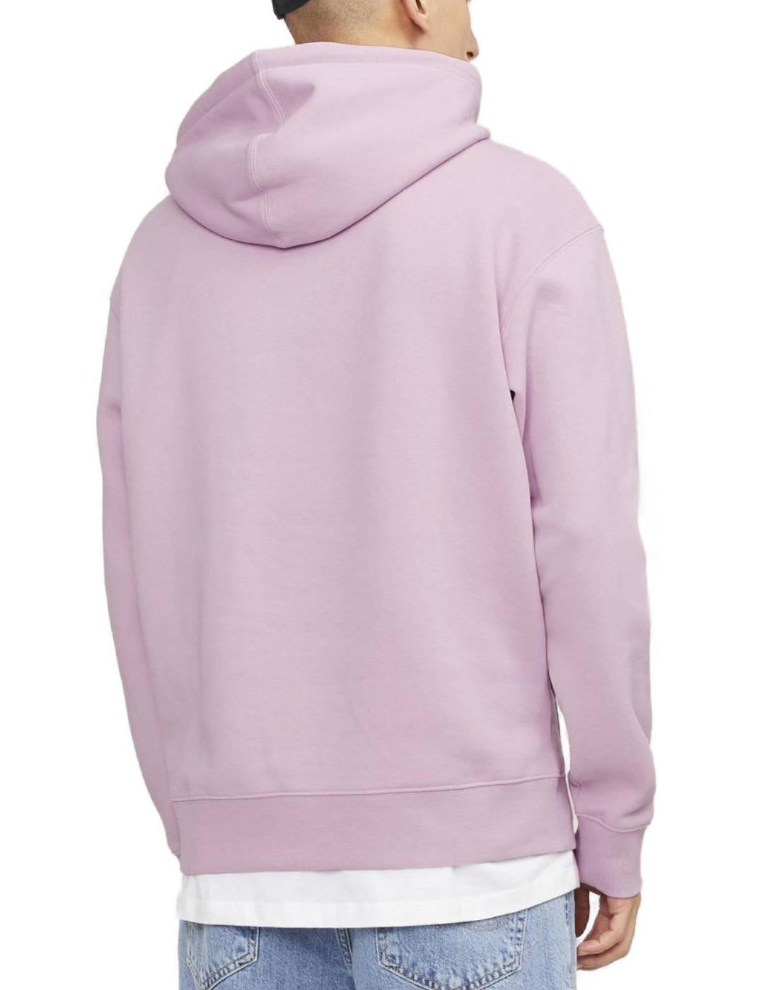 Sudadera Jack&Jones Star rosa con capucha para hombre