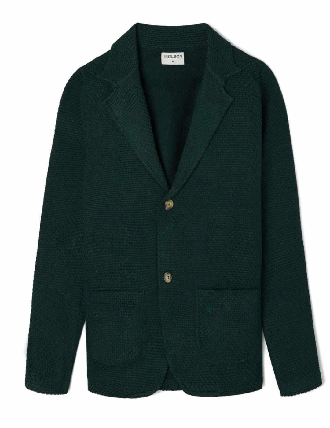 Chaqueta Silbon verde botella de lana regular para hombre