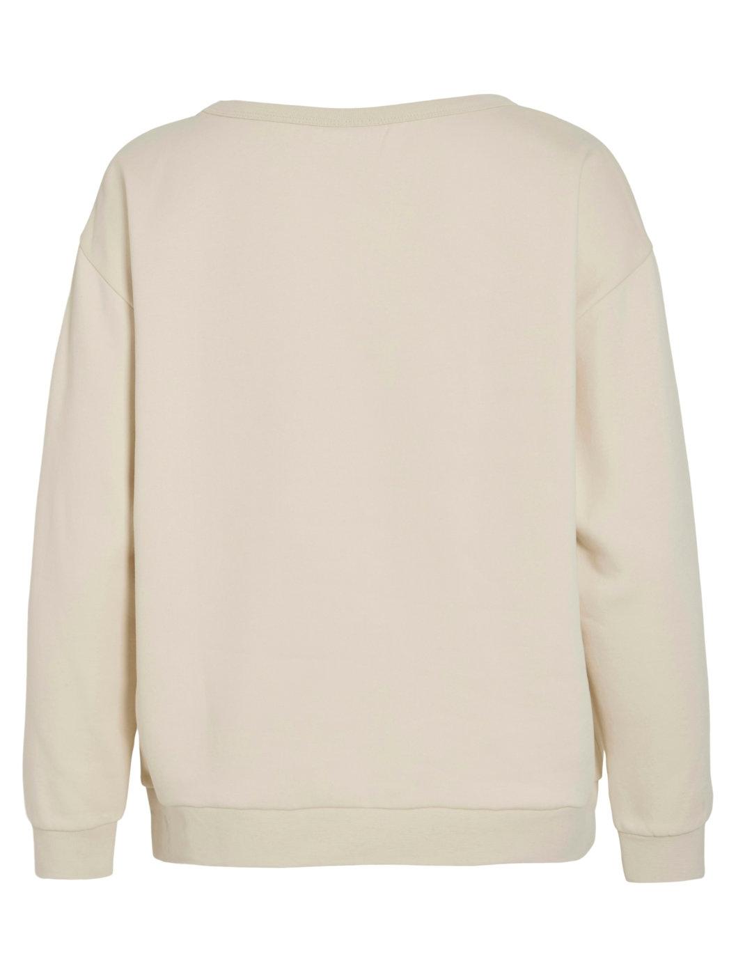 Sudadera Vila Maldea beige sin capucha para mujer