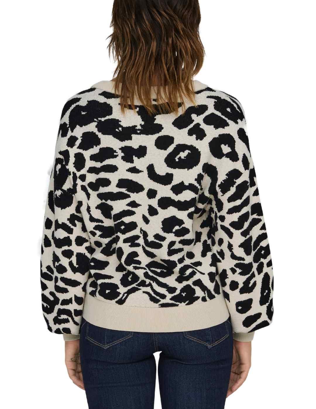 Jersey Only Lima animal print beige de punto para mujer