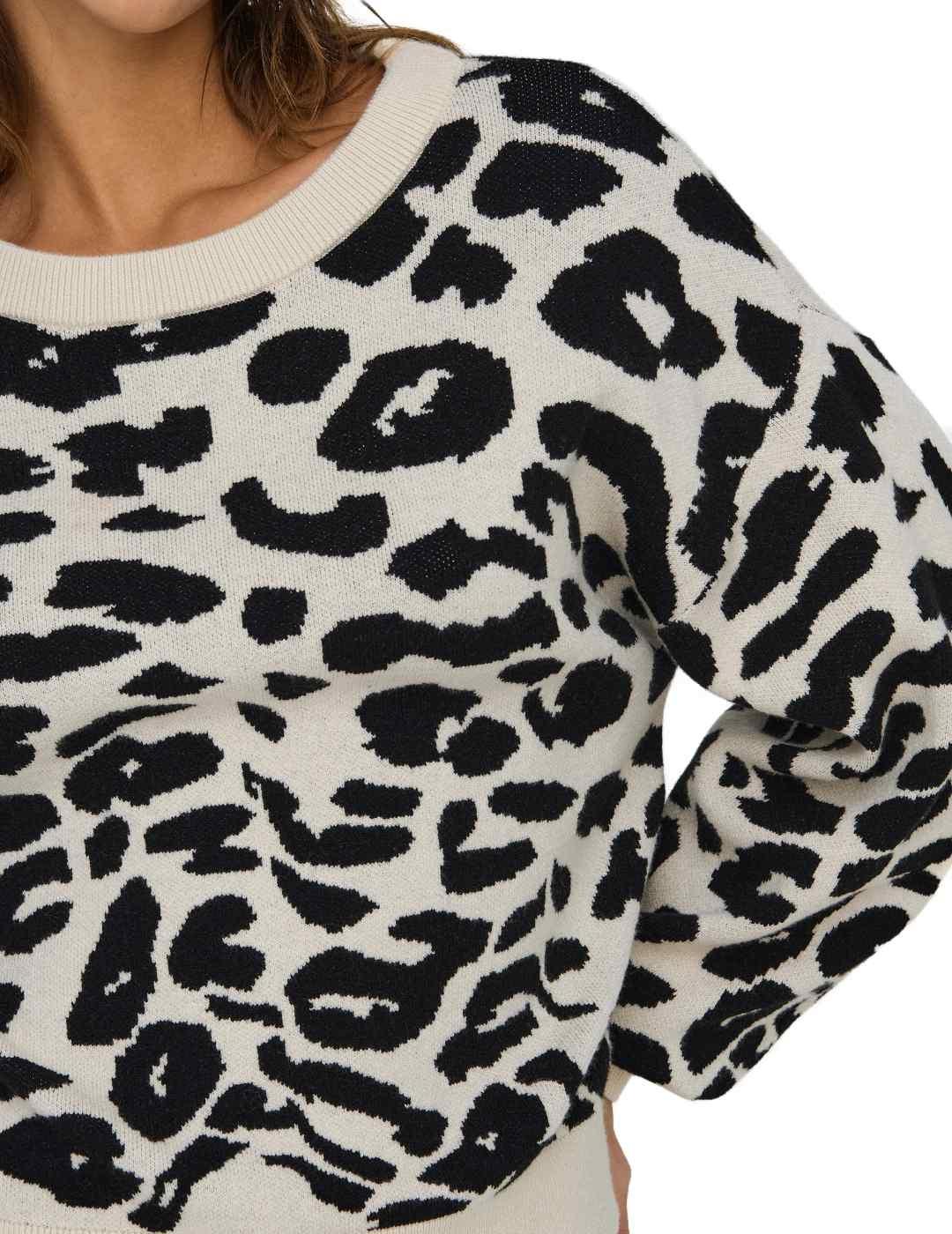 Jersey Only Lima animal print beige de punto para mujer