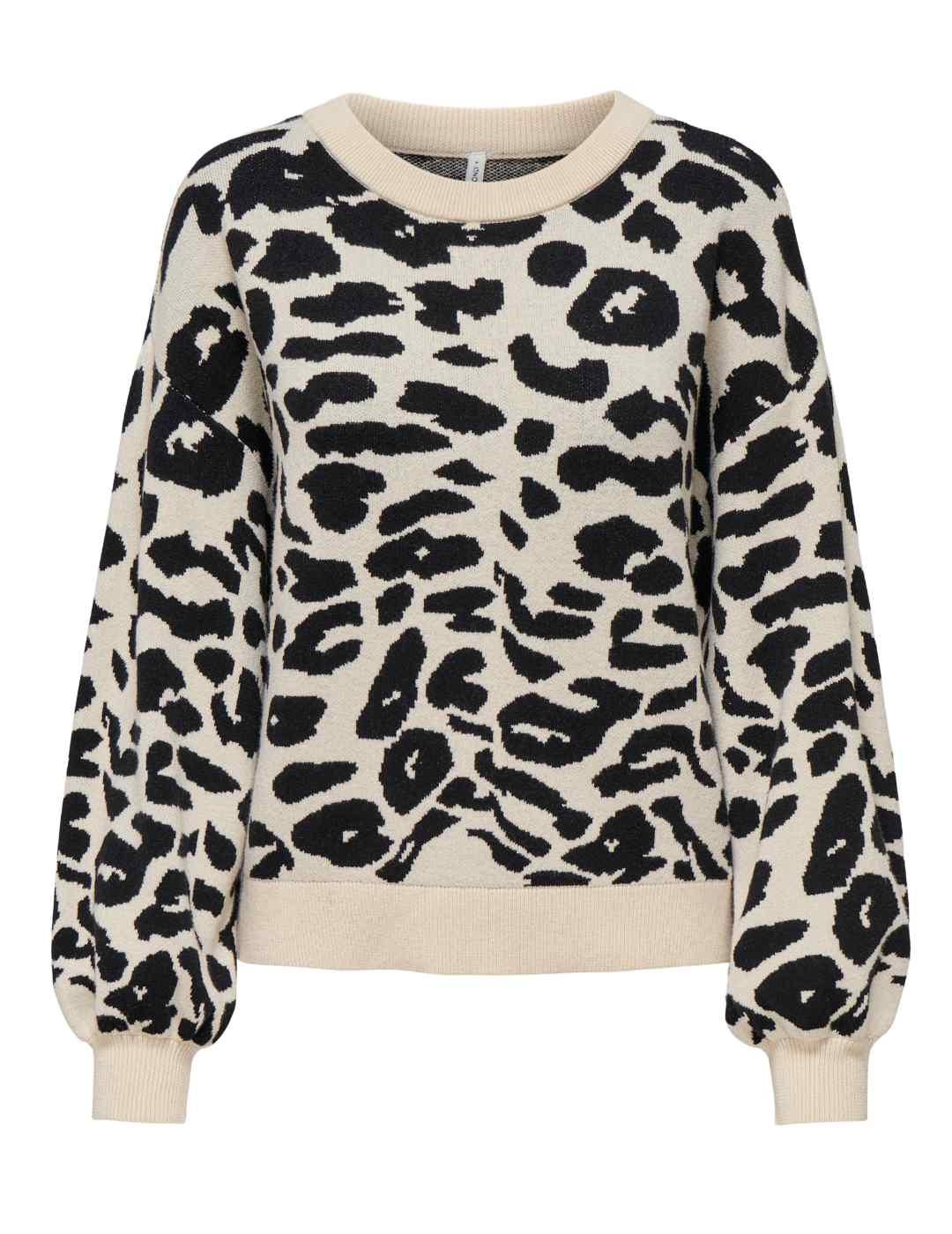 Jersey Only Lima animal print beige de punto para mujer