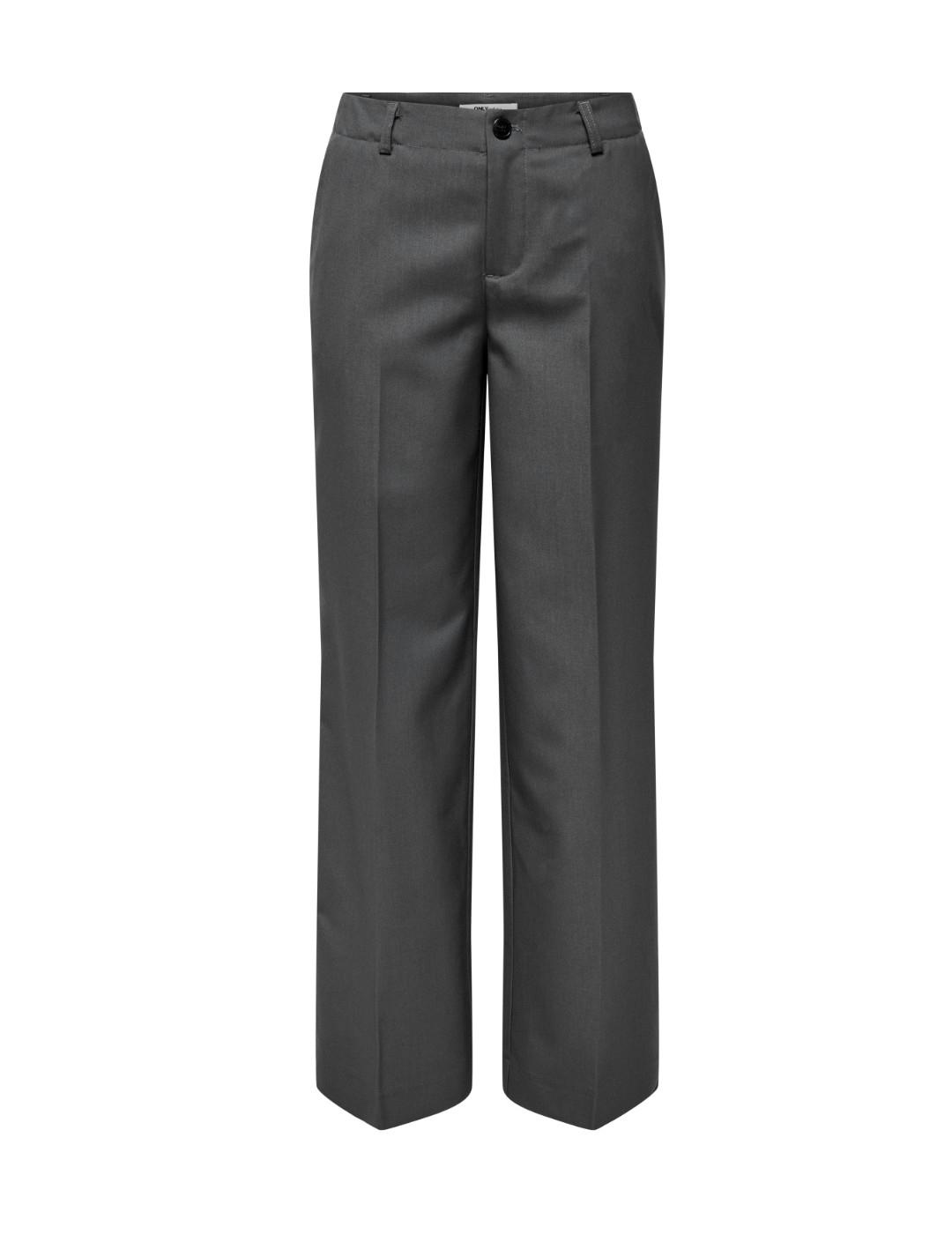 Pantalón Only Lana gris oscuro traje tiro medio para mujer