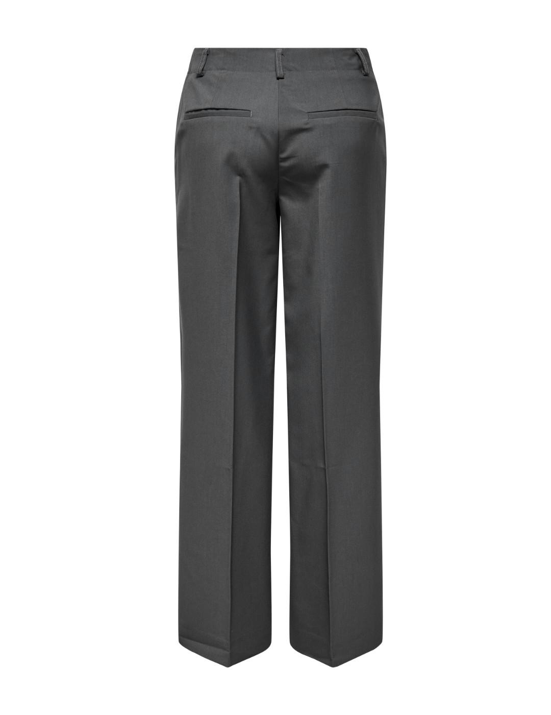 Pantalón Only Lana gris oscuro traje tiro medio para mujer