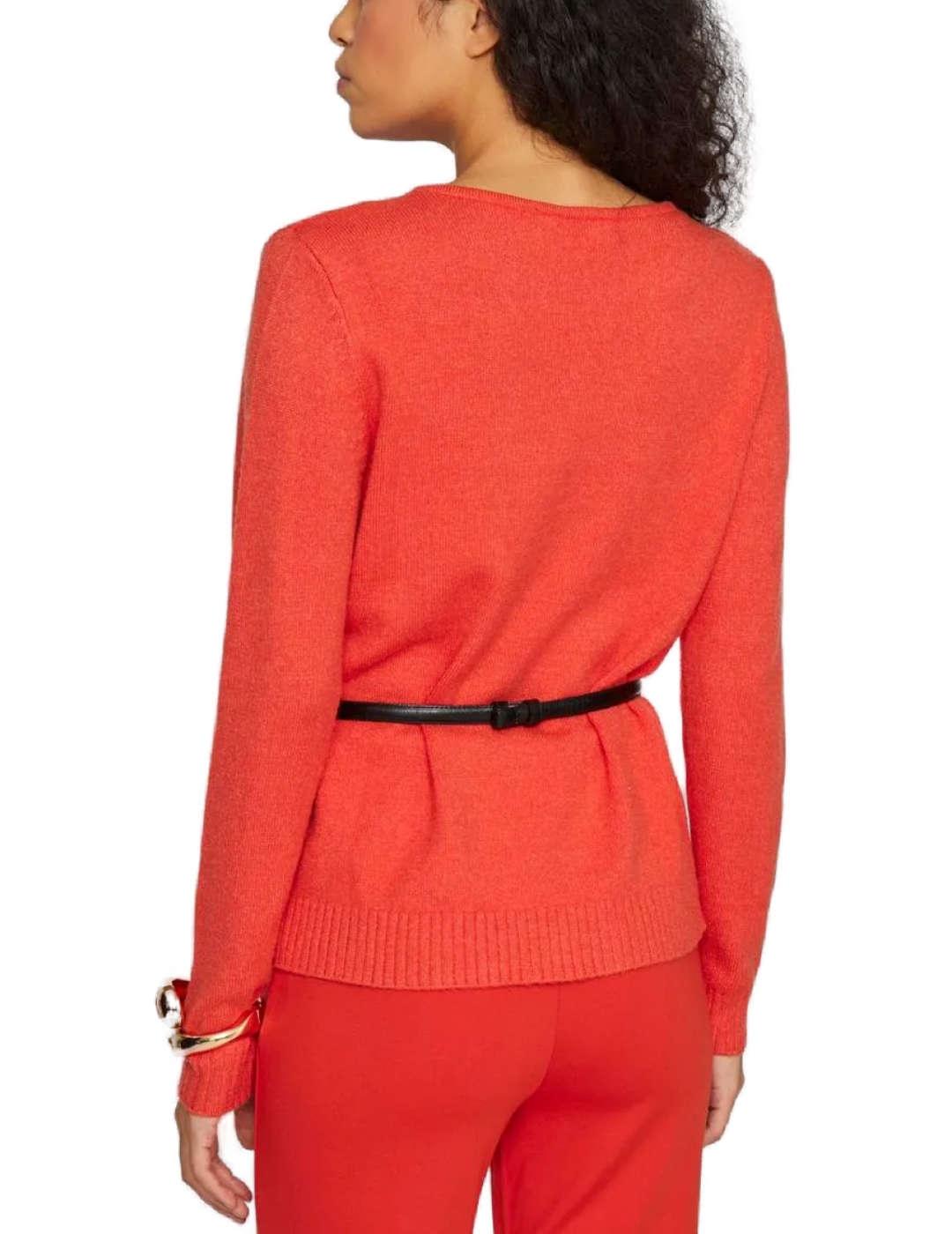 Jersey Vila Ril rojo cuello pico de punto para mujer