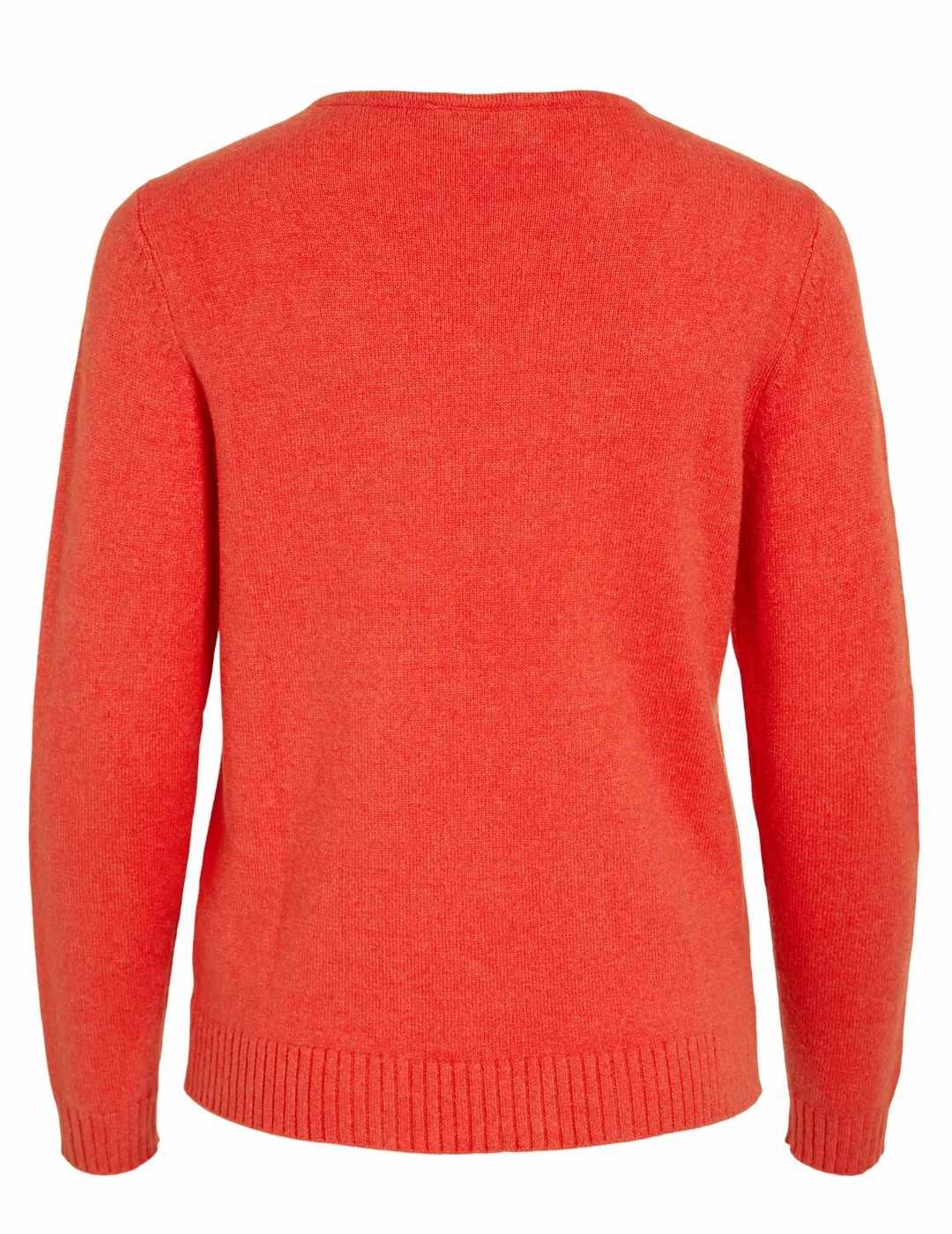 Jersey Vila Ril rojo cuello pico de punto para mujer