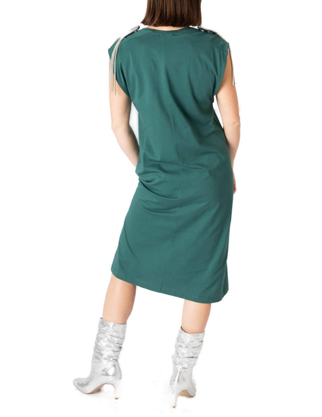 Vestido midi Animosa Virginia Wolf verde manga sisa de mujer