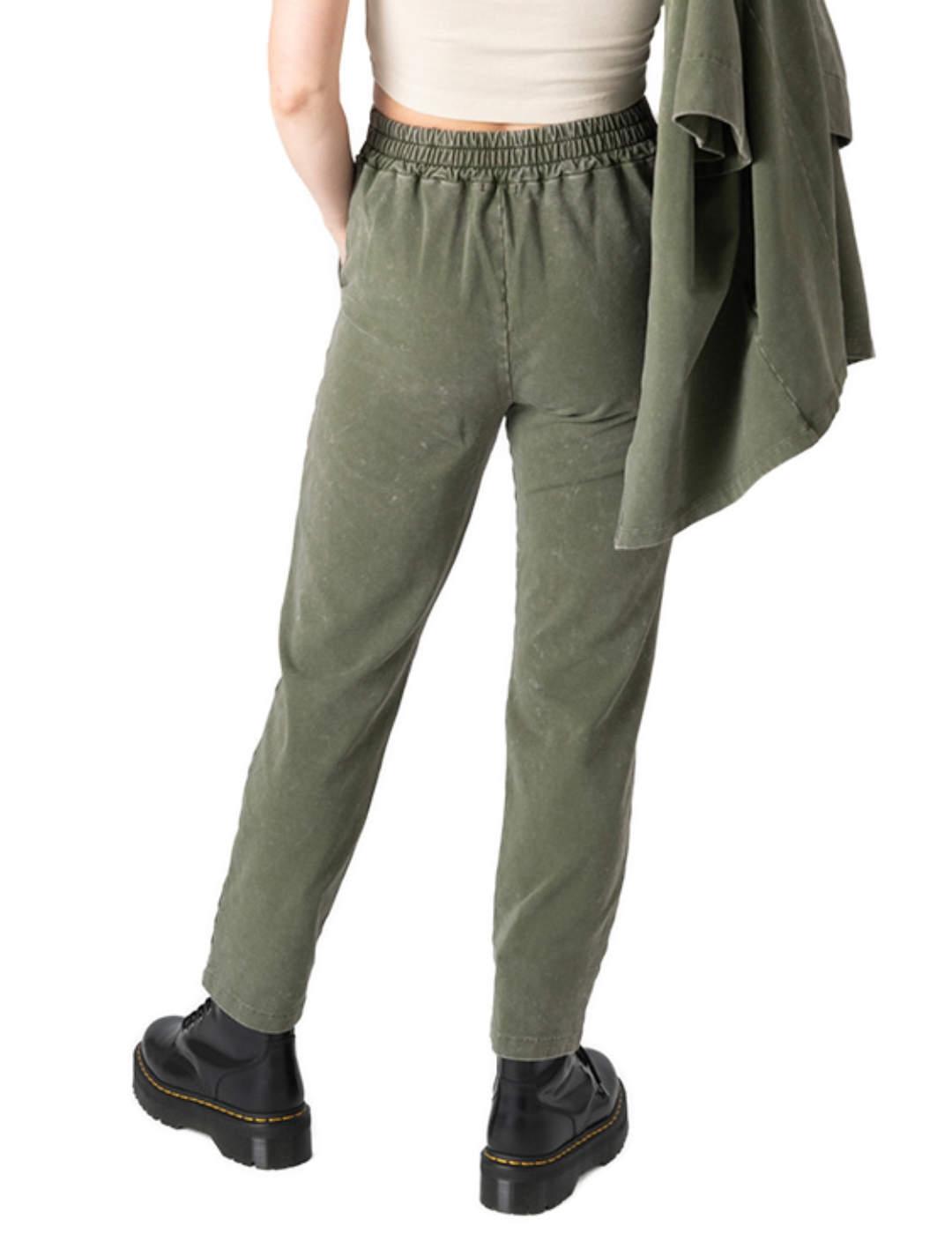 Pantalón Animosa Puedo y lo haré verde de tela para mujer