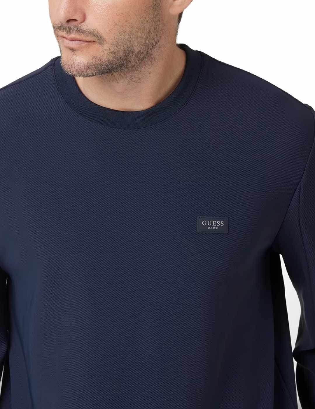 Sudadera Guess Tech Stretch marino sin capucha para hombre