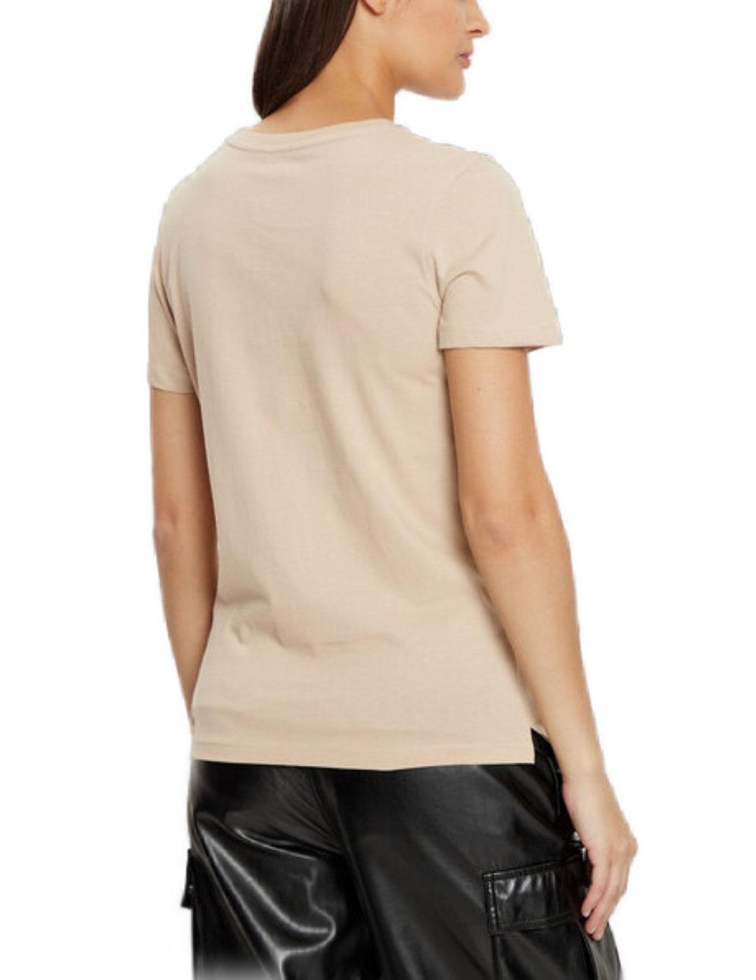 Camiseta Guess Python beige manga corta para mujer