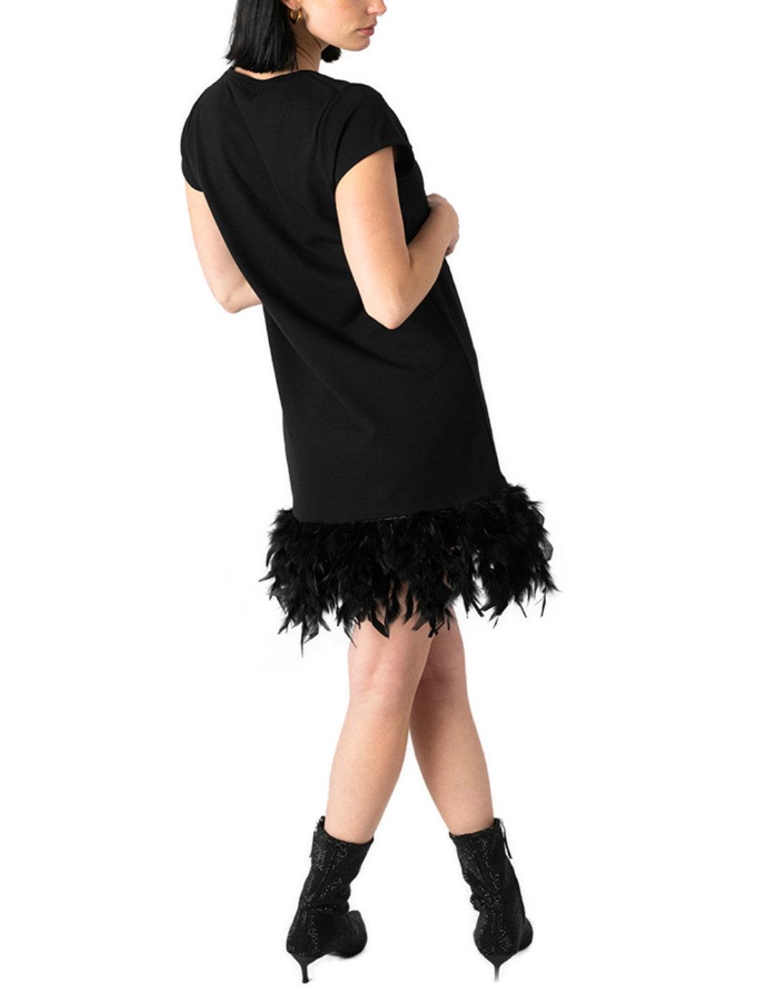 Vestido Animosa Free the butterfly negro plumas para mujer