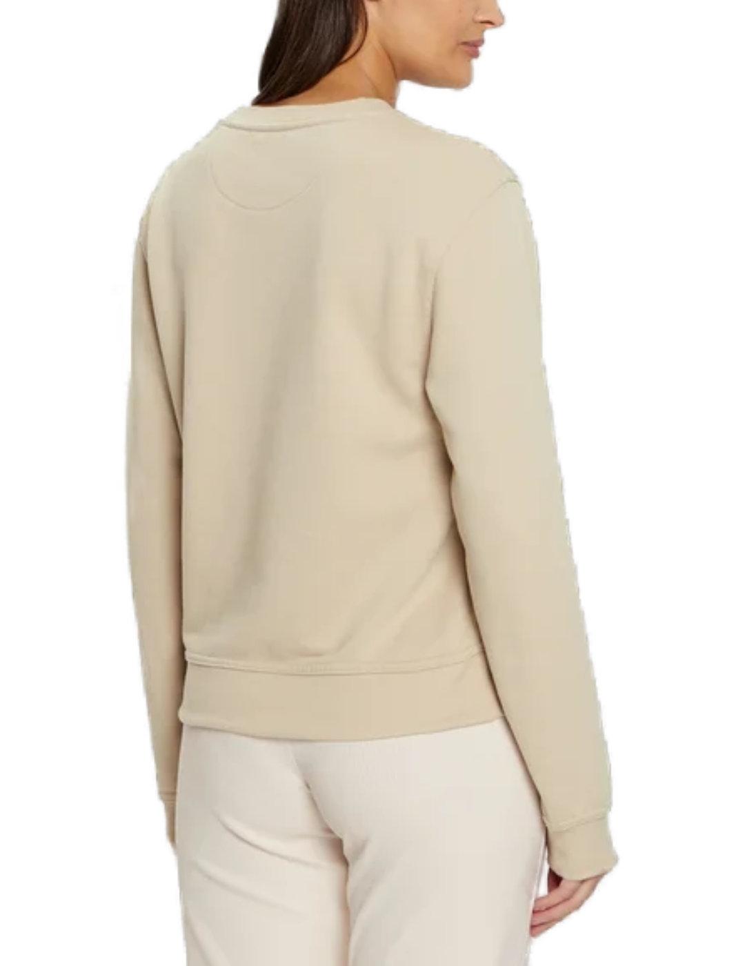 Sudadera Guess Python beige sin capucha para mujer