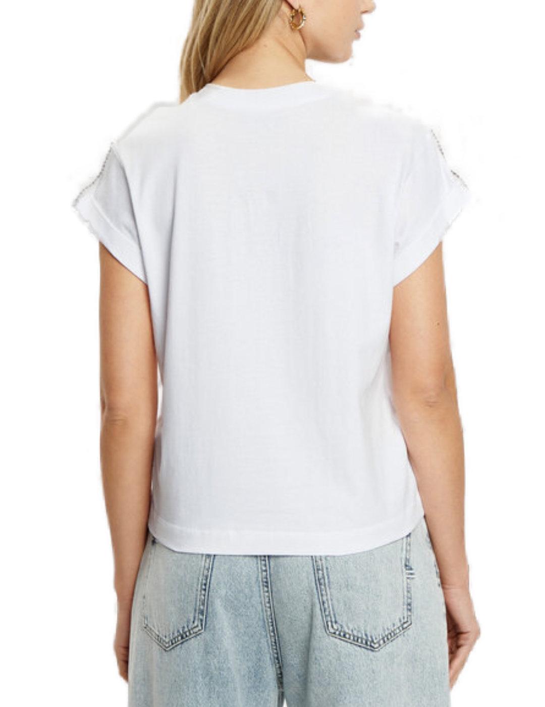 Camiseta Guess Sleeves blanco manga corta para mujer