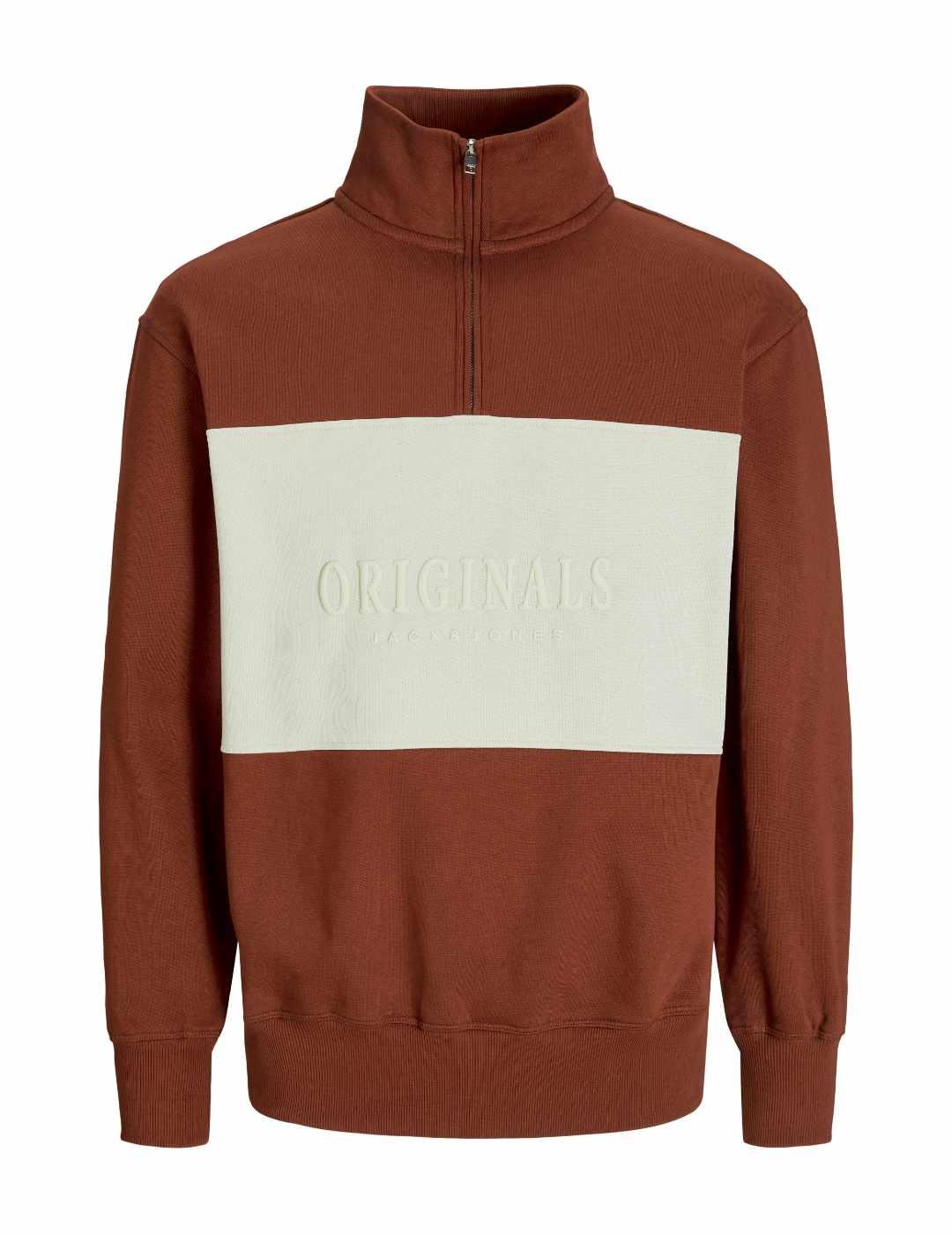 Sudadera Jack&Jones Frederik marrón sin capucha para hombre