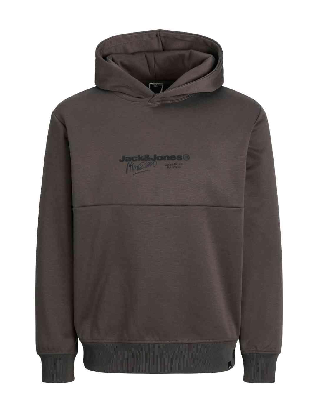 Sudadera Jack&Jones Charlie marrón con capucha para hombre