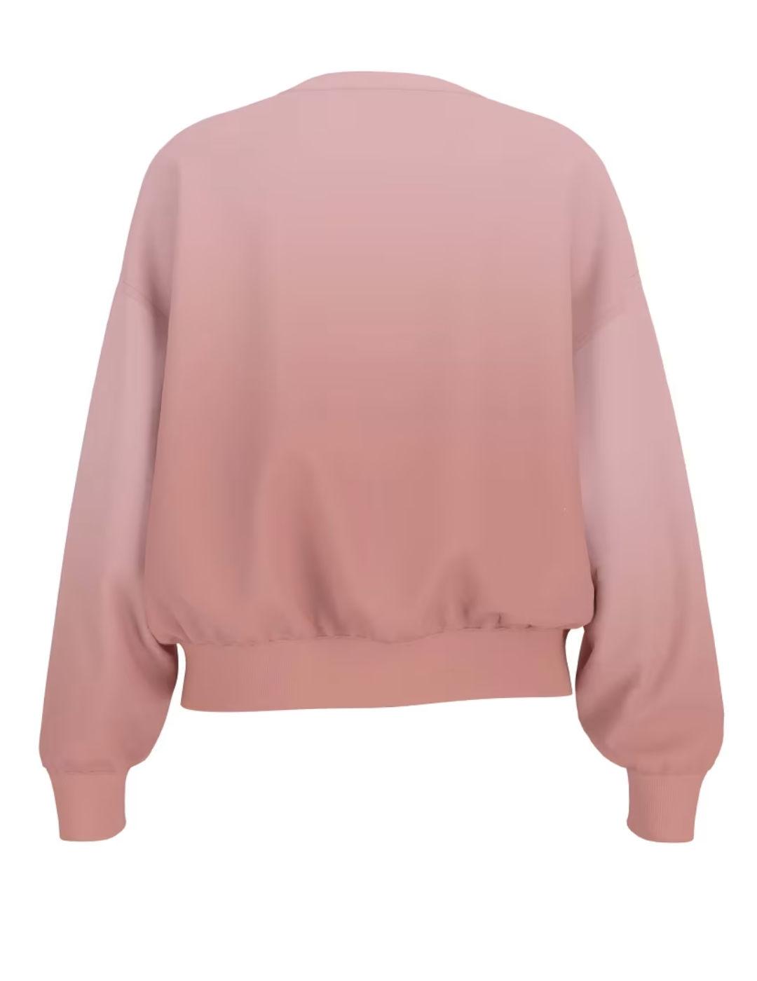 Sudadera Guess College salmón sin capucha para mujer