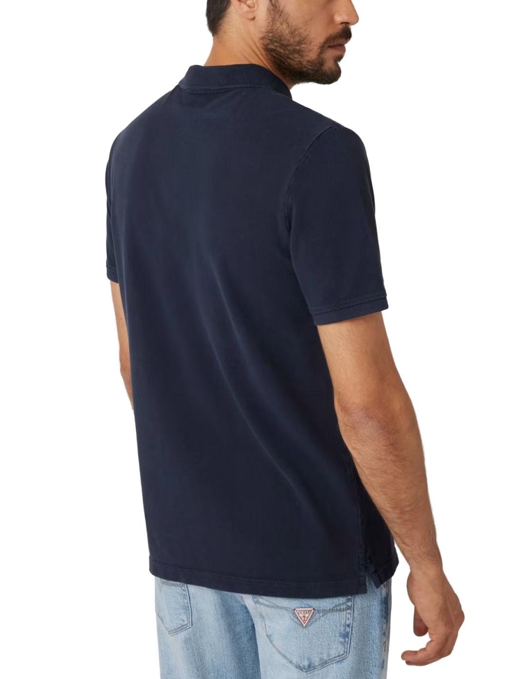 Polo Guess Washed azul marino manga corta para hombre