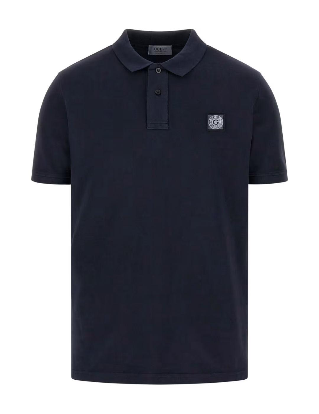 Polo Guess Washed azul marino manga corta para hombre