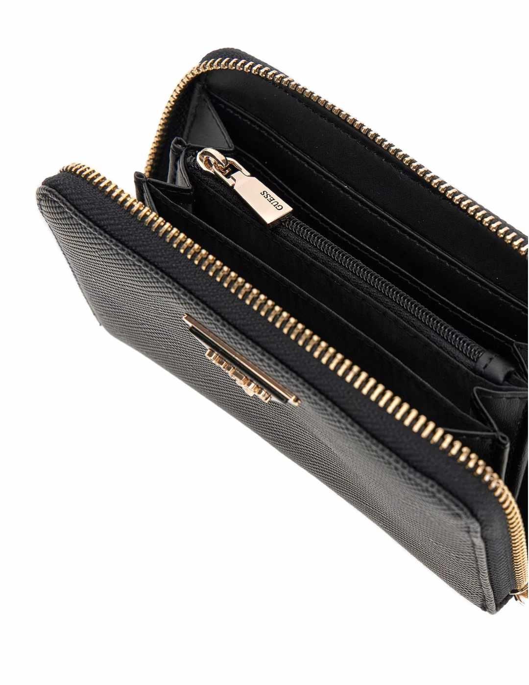 Cartera Guess Laurel negro motivo saffiano para mujer