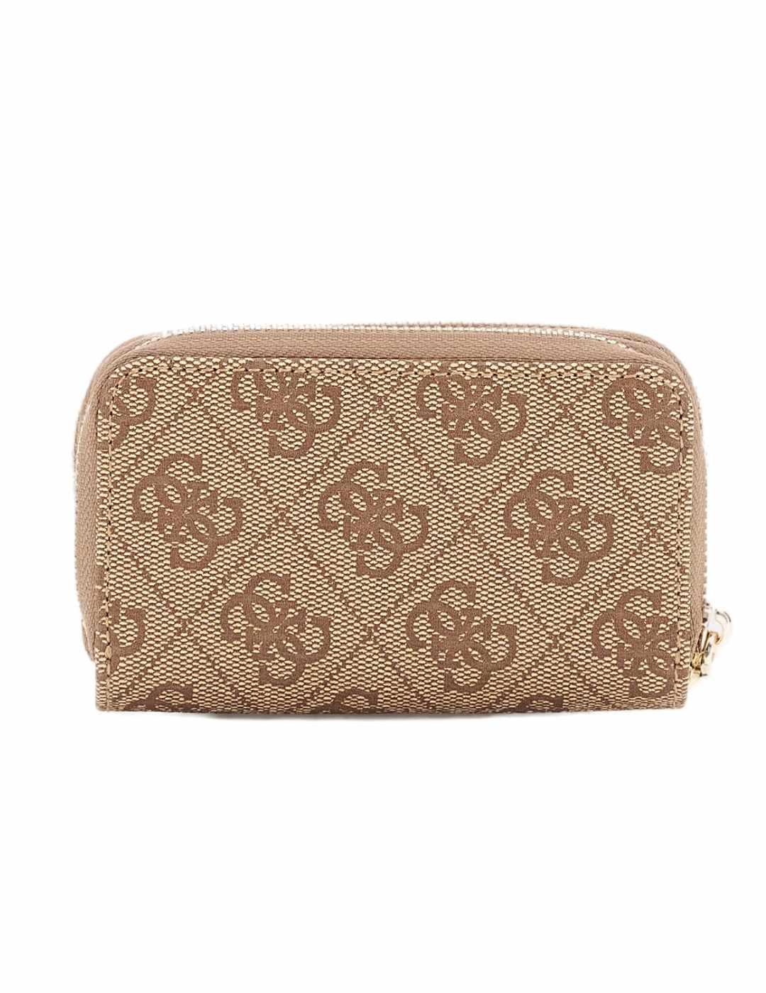 Monedero Guess Orlina beige logotipo camel para mujer