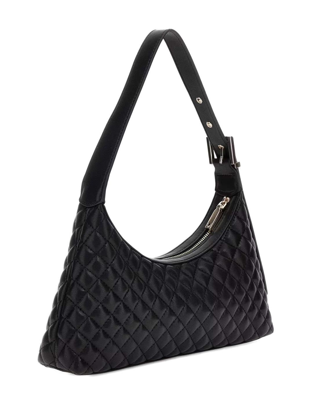 Bolso Guess Eco Rianee shoulder negro guateado para mujer