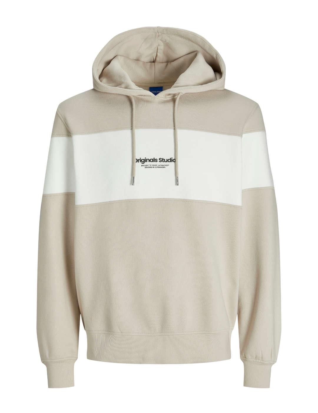 Sudadera Jaxk&Jones Vesterbro beige color block de hombre