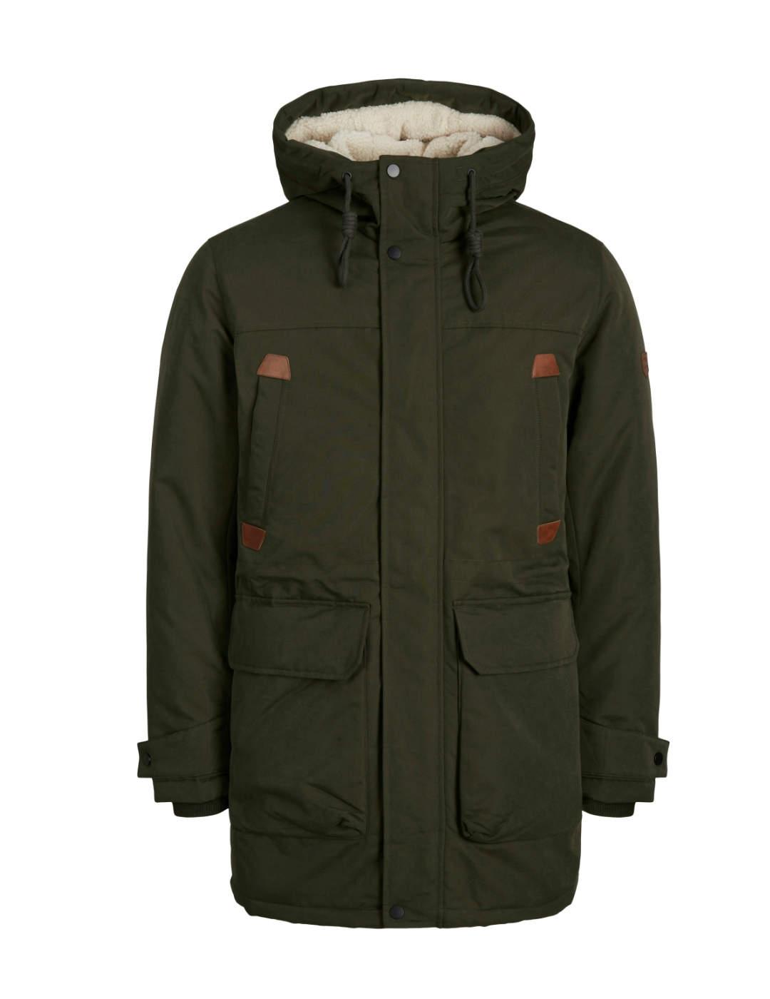 Parka Jack&Jones Polar verde borreguillo para hombre