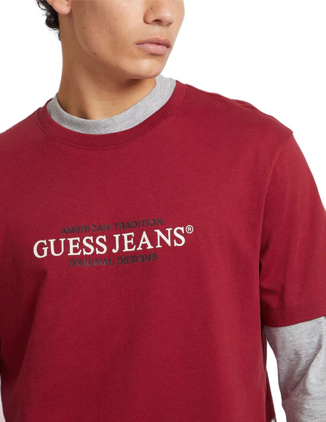 Camiseta Guess Jeans American rojo manga corta para hombre