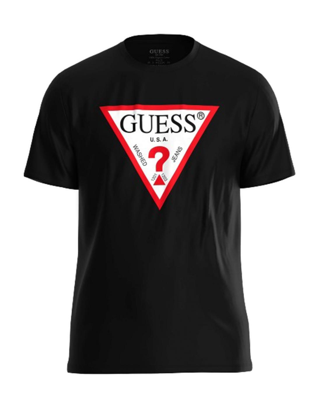 Camiseta Guess Original negro manga corta logo para hombre