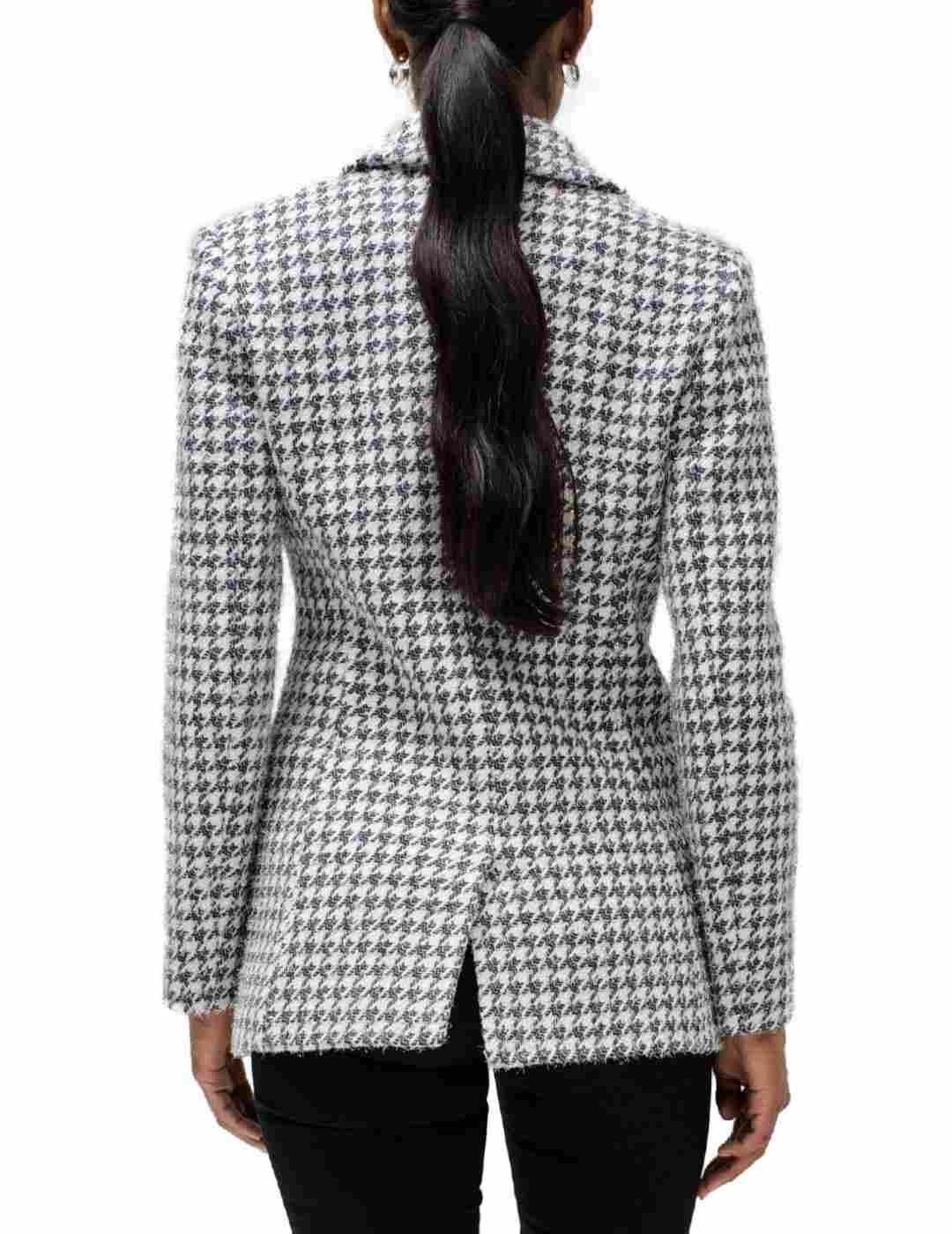 Chaqueta blazer Salsa blanca gris pata de gallo lana mujer