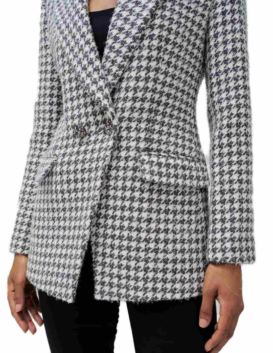 Chaqueta blazer Salsa blanca gris pata de gallo lana mujer