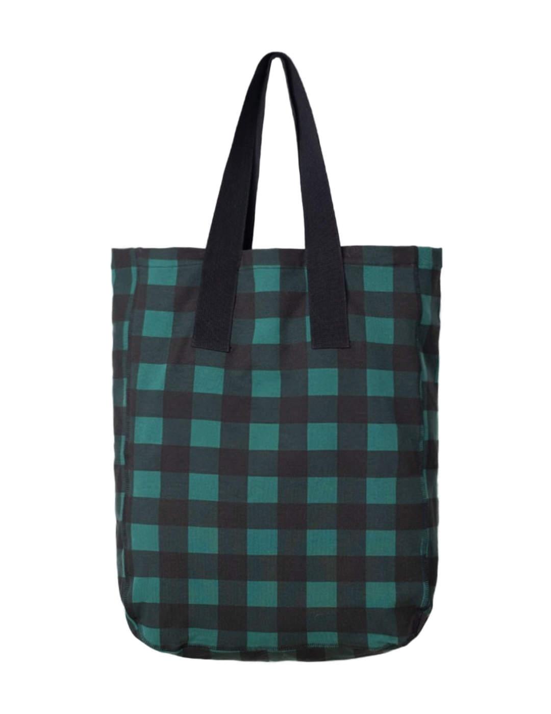 Bolso tote bag Animosa Rebel cuadros verde y negro mujer