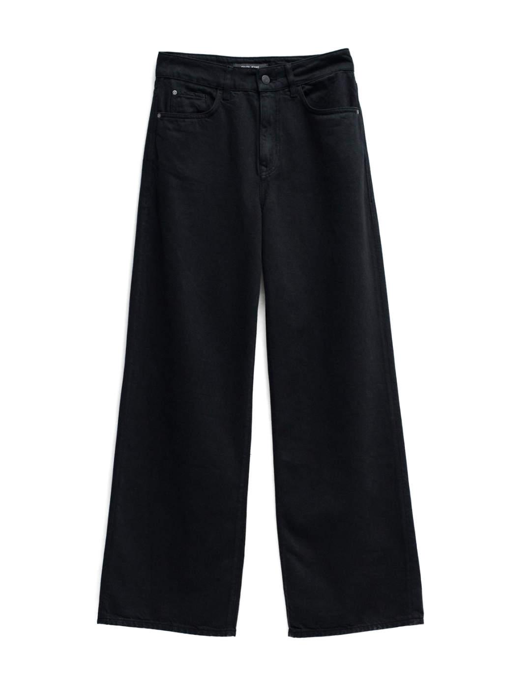 Pantalón vaquero Salsa Wide leg negro para mujer