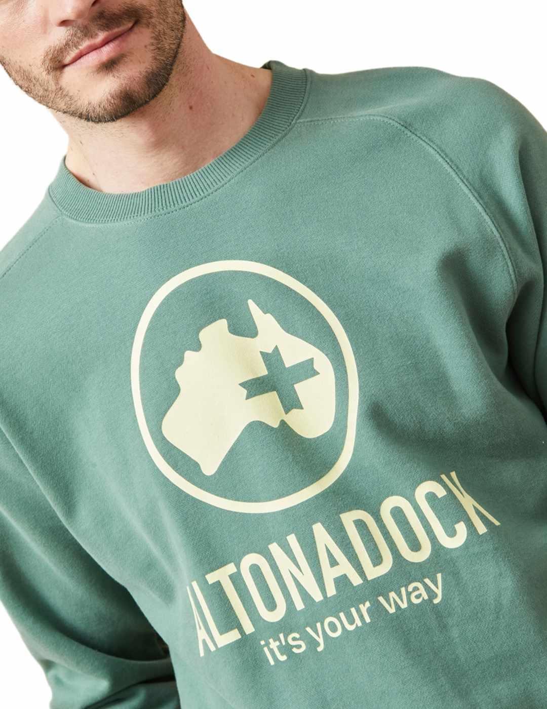 Sudadera Altonadock verde sin capucha para hombre