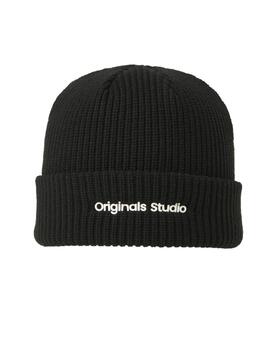 Gorro Jack&Jones Esterbro negro de punto canalé para hombre