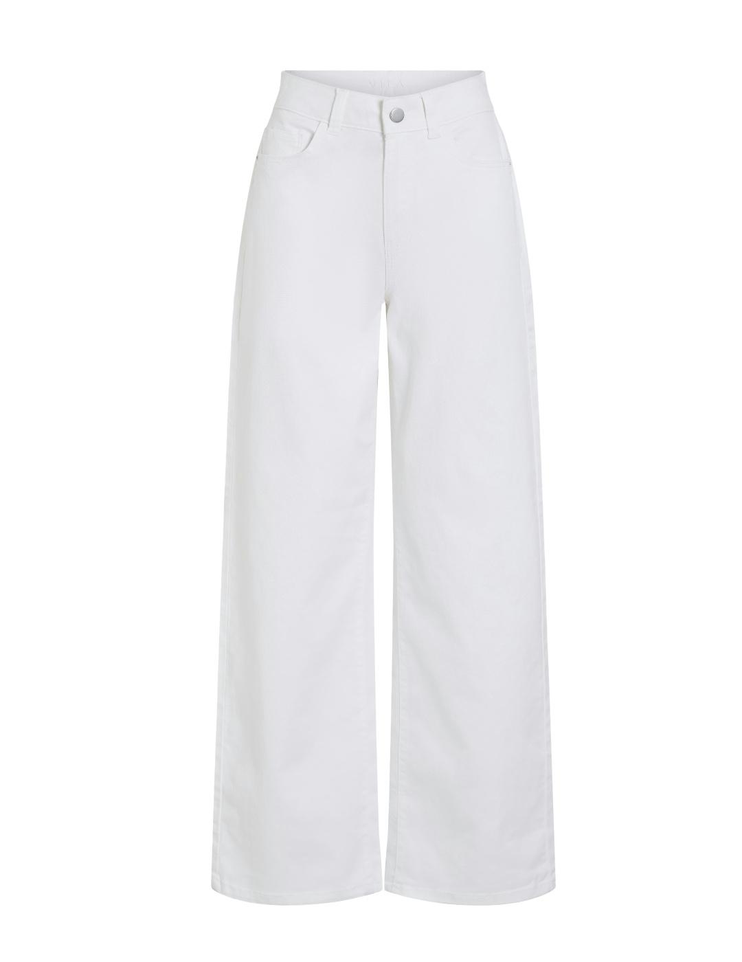 Pantalón vaquero Vila Emma blanco wide leg para mujer