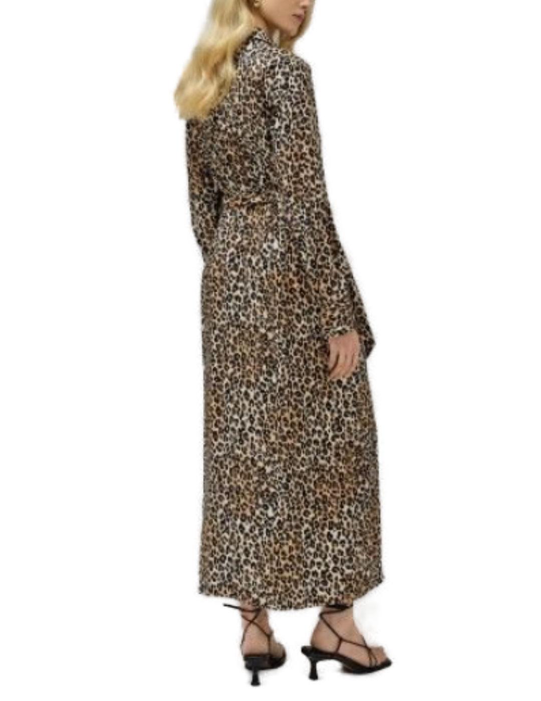 Vestido largo Salsa estampado leopardo manga larga de mujer