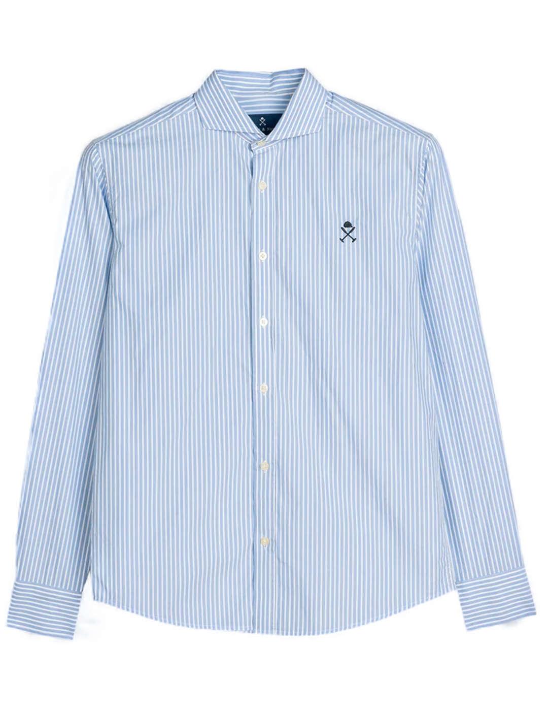 Camisa Harper Barents azul celeste rayas regular para hombre