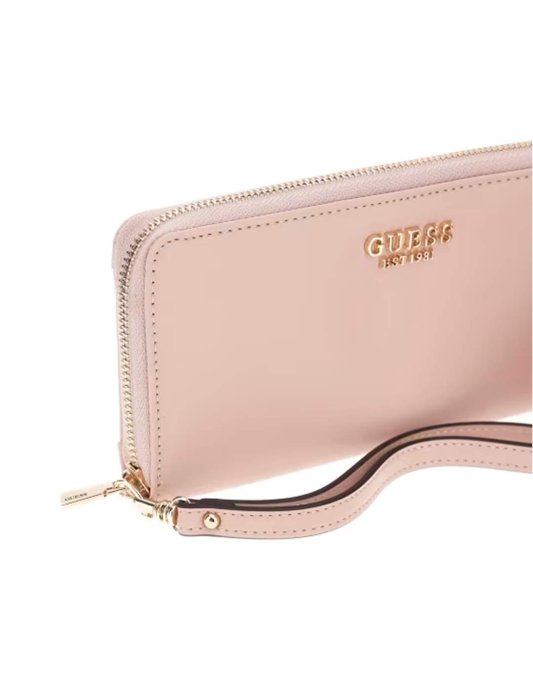 Cartera alargada Guess Laurel rosa palo con colgador mujer