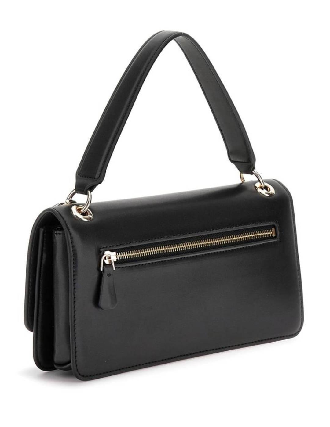 Bolso Guess Evaine flap negro de hombro para mujer