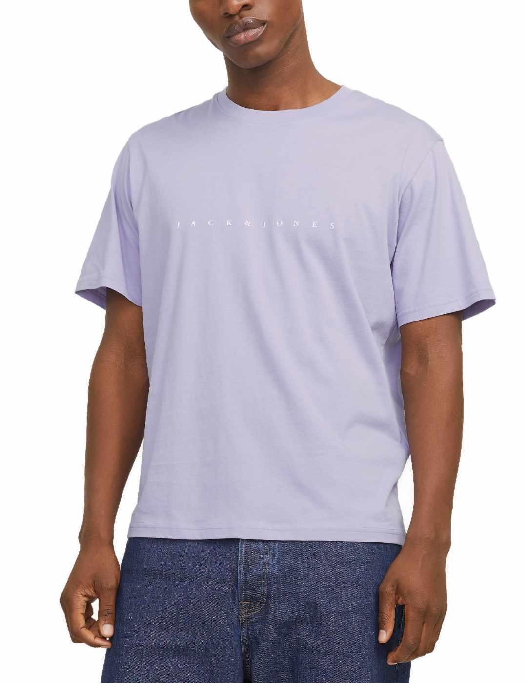 Camiseta Jack&Jones Star lila manga corta para hombre