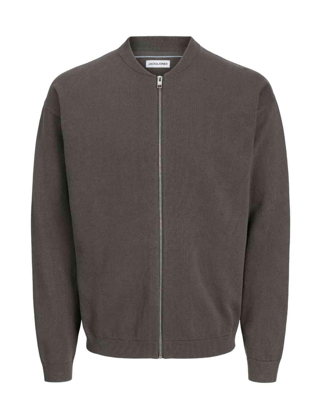 Chaqueta Jack&Jones Calvin gris oscuro de punto para hombre